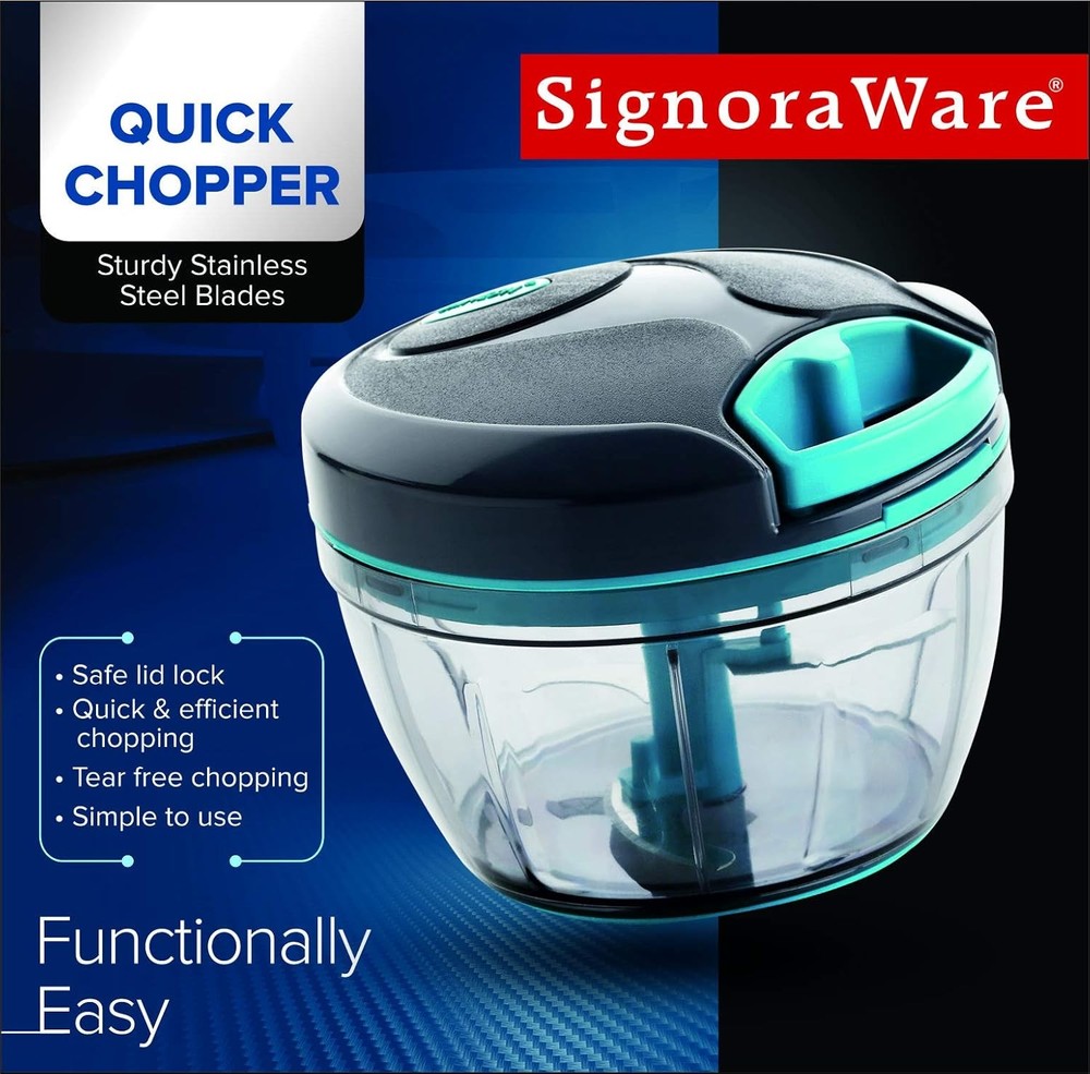 Manual Food Processor Portable EasyPull Hand String Stainless Steel Food Chopper