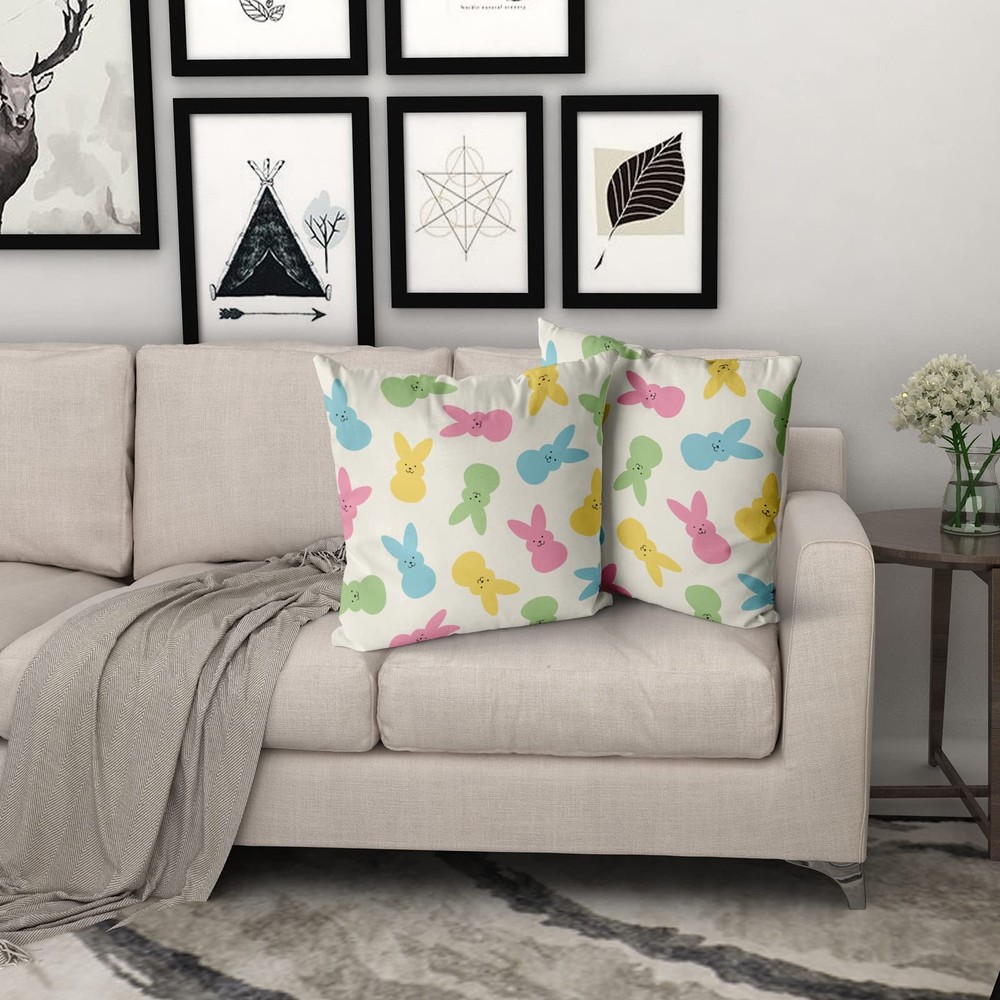 Spring Easter Pillow Covers 18x18 Set of 18" x (Pack 2), Bunny