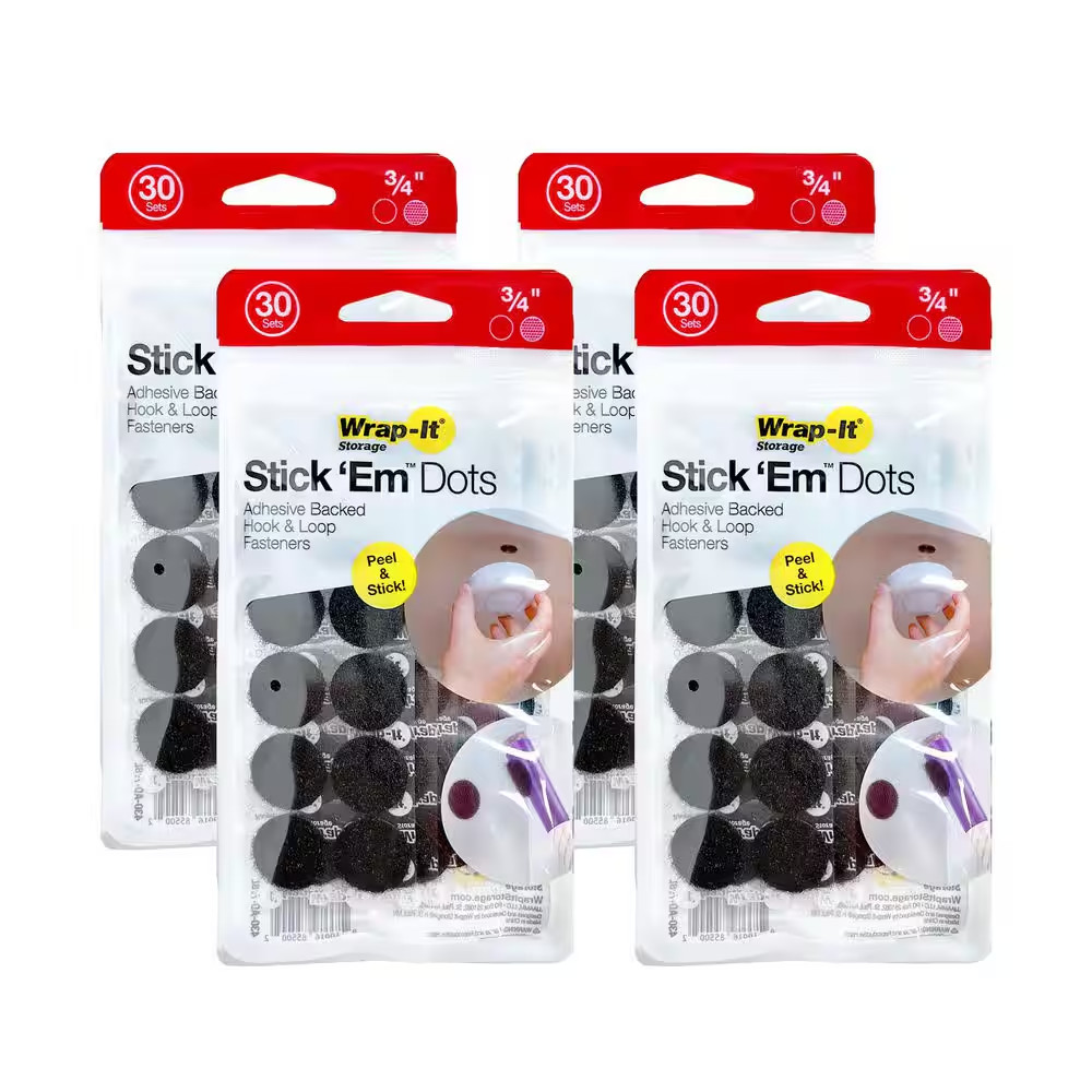 3/4 In. Stick 'Ems Adhesive Backed Hook and Loop Dots (120-Sets)