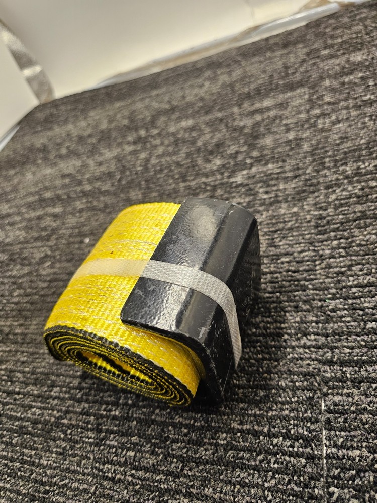 WS4X5CH 4" x 5' Roll Off Container Yellow Winch Strap w/ Large Flat Hook