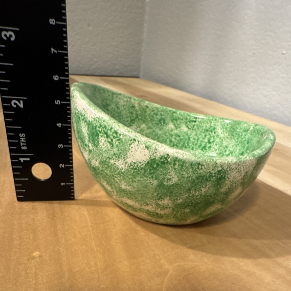 Small Green Speckled Oval Colander, Herb Stripper