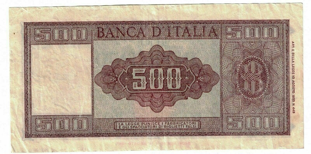 1947 ITALY 500 LIRE UNC.