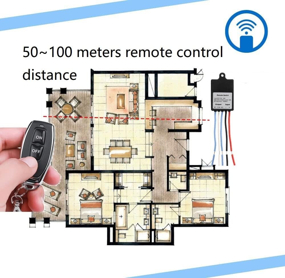 1 Receiver + 2 Transmitter Control Switch DC 12V 24V 1 Channel RF Relay Latched