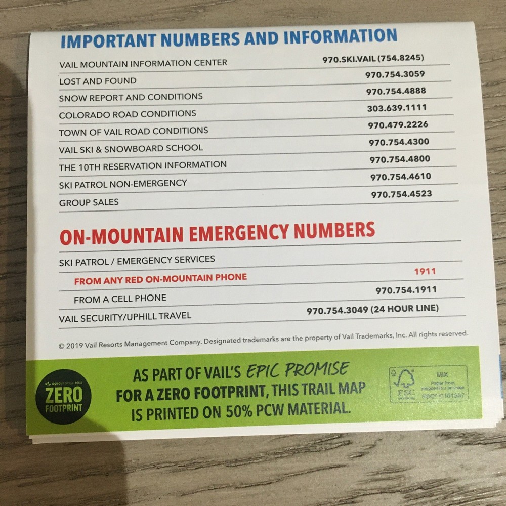 Vail TRAIL MAP 2024-2025