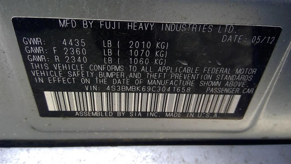 LEGACY 2012 Transmission Shift 2129481