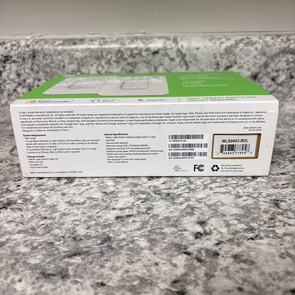 Wemo 3-Way WiFi Smart Light Switch WLS0403, 2 pack – HomeKit, Alexa, Google