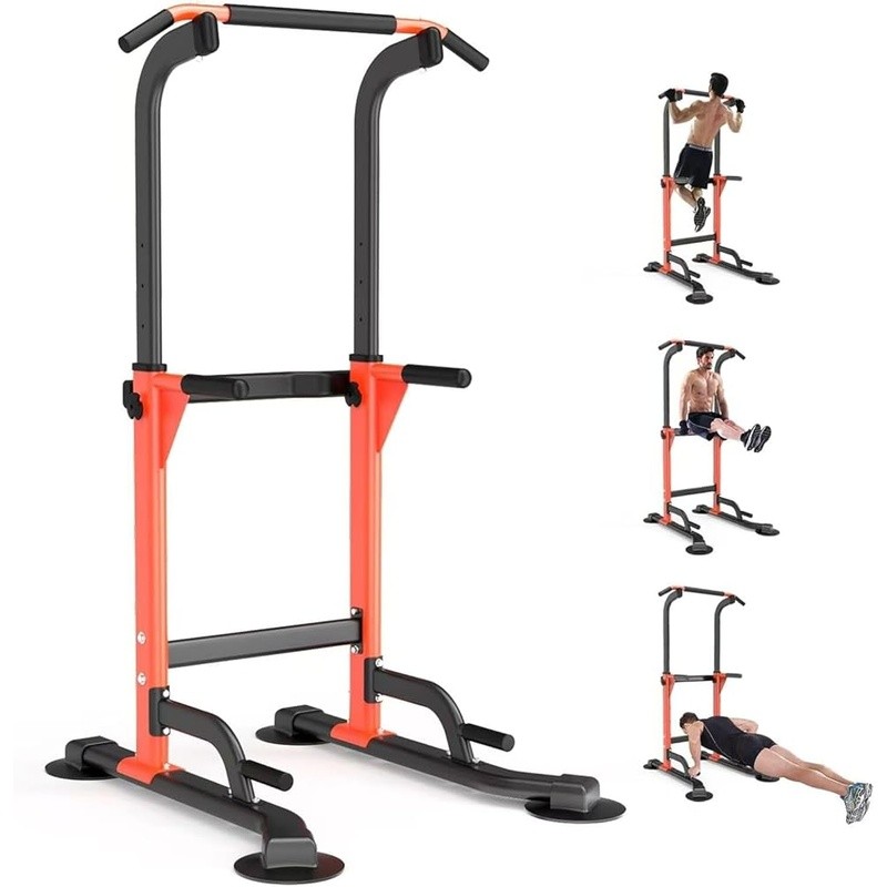 Sturdy Pull Up Dip Station Adjustable Height Strength Training Equipment New