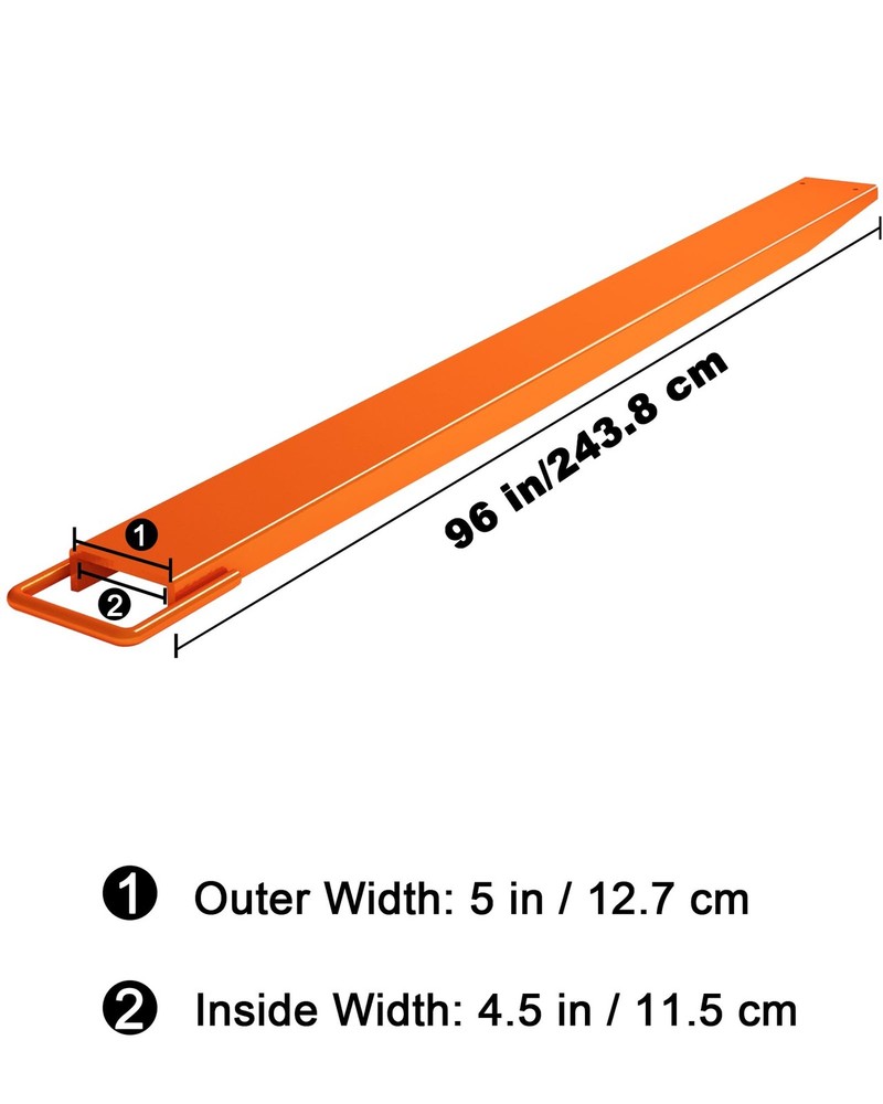 96" Fork Extensions, 4.5'' Width Pallet Fork, 1 Pair Heavy Duty Steel,Orange NEW