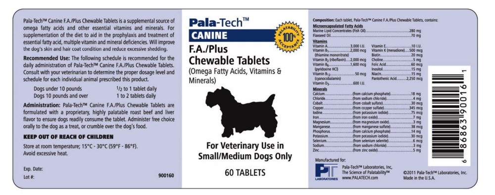 Pala-Tech FA Plus Chew Tabs Small Dog 60 ct