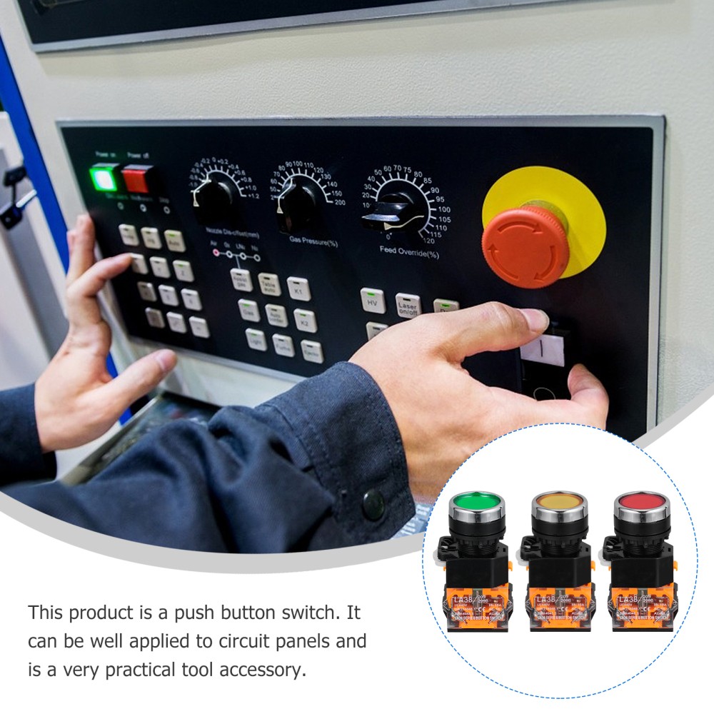 3 Pcs Plastic Momentary Push Button Switch Pushbutton Switches