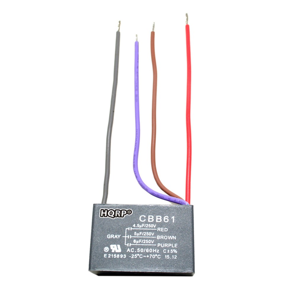 Capacitor for Hampton Bay Ceiling Fan 4.5uf+5uf+6uf 4-Wire CBB61 Replacement
