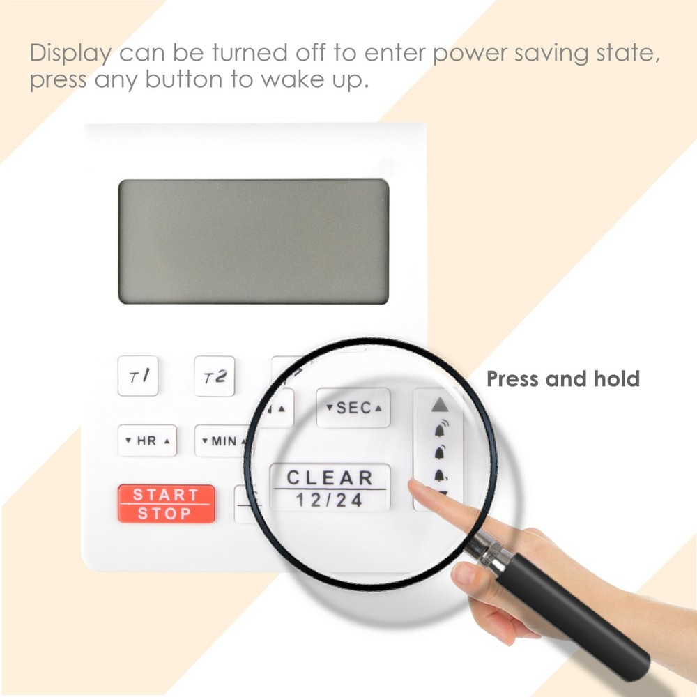 LCD Digital 4-channel Timer 12/24H Clock Countdown Volume Control Multi-scene