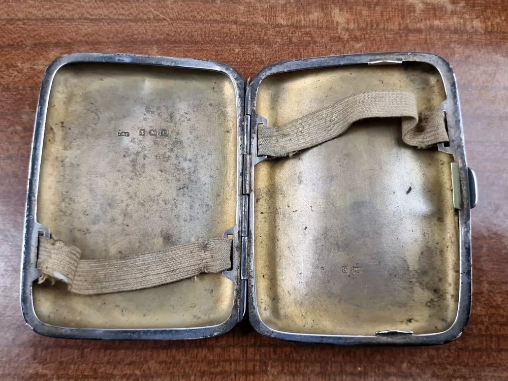 Antique Engraved Cigarette Case Vintage Solid Silver Birmingham Hallmark