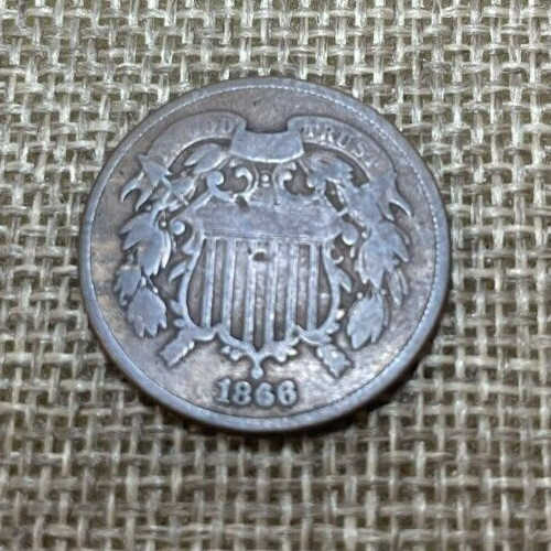 1866 2 Cent Piece Philadelphia G Solid Coin #792