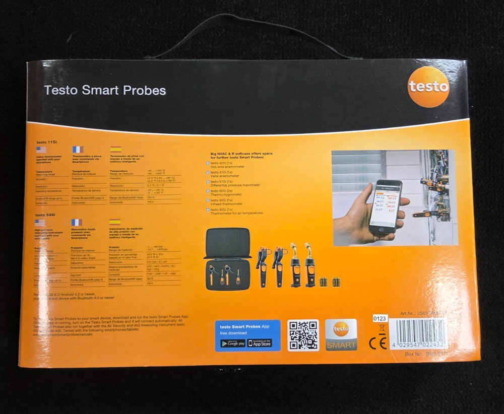Testo 0563 0002 10 Smart Probes AC & refrigeration test kit Bluetooth