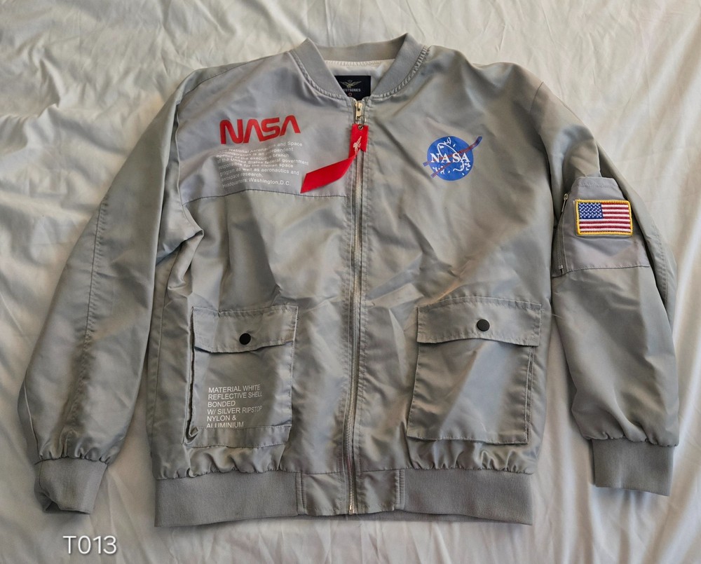 Oversized NASA Print Bomber Jacket