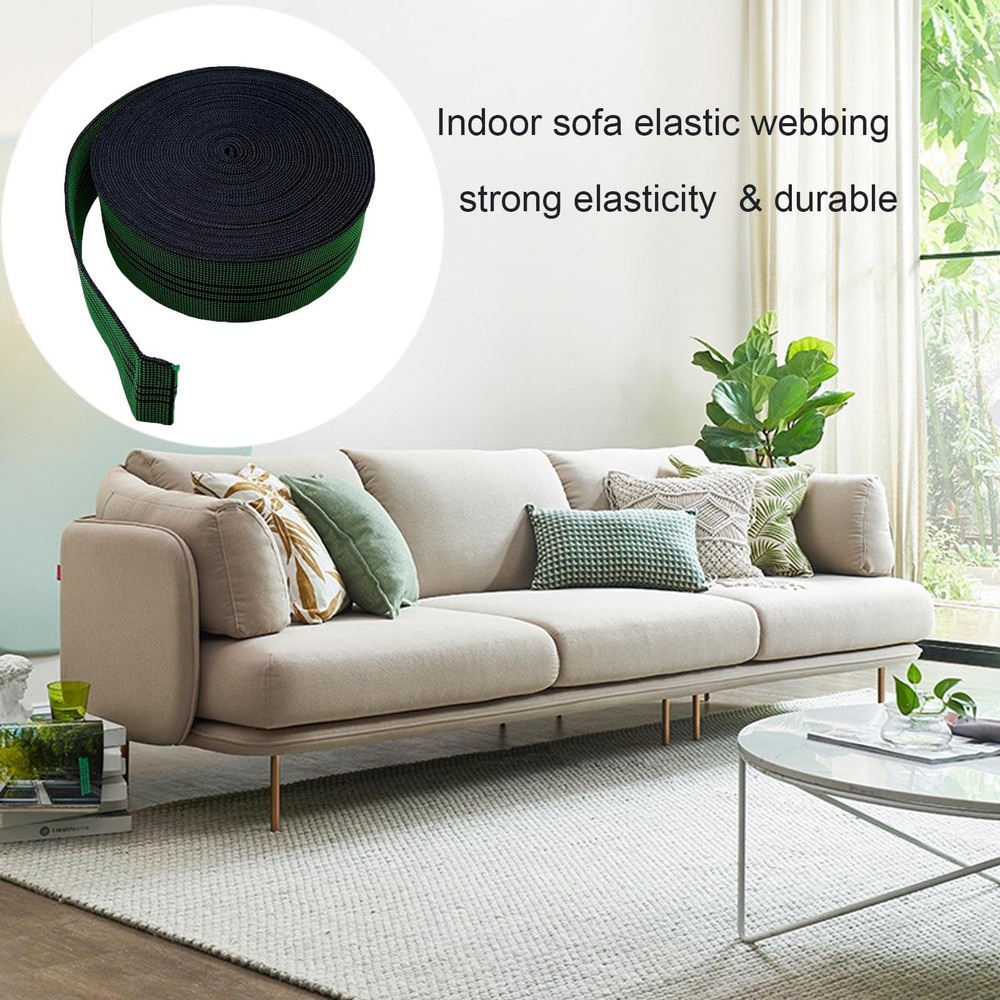 Upholstery Webbing Chair Couch Material Replacement,Elastic 10m/32ft, Green