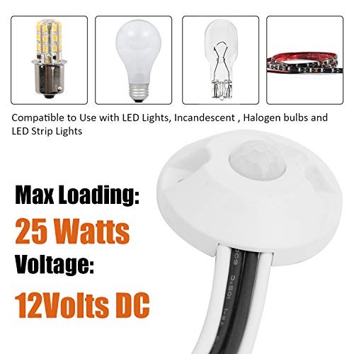 12V DC PIR Motion Sensor Switch, Use with Strip Lights, LED Lights, White
