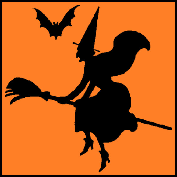 30 Custom Halloween Silhouette Witch Personalized Address Labels