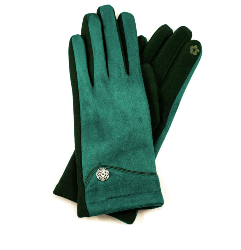 Suede Top Gloves- Forest Green