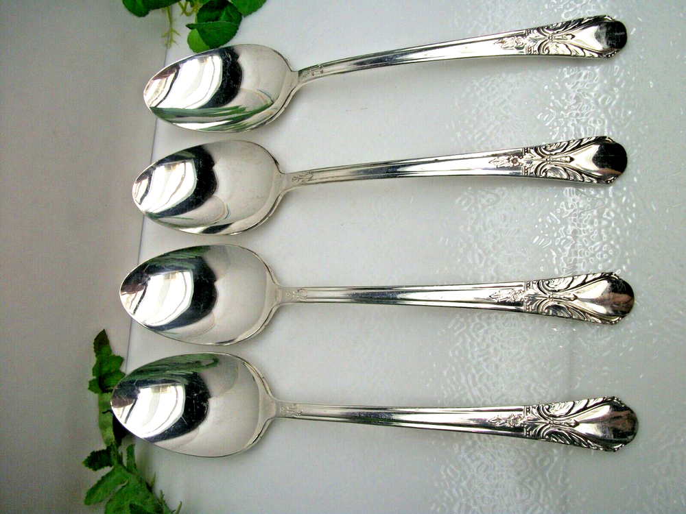 4 International Rogers AVALON Cabin Silverplate Solid Serving Spoons 1940