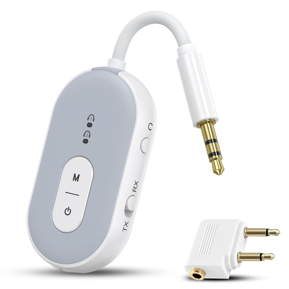 Bluetooth 5.3 Adapter for Airplane, Bluetooth Transmitter Receiver for 2 AirP...