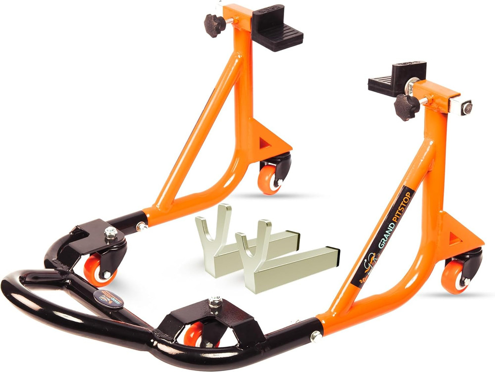 Universal Adjustable Rear Paddock Stand for Motorcycle with Swingarm Rest 360°