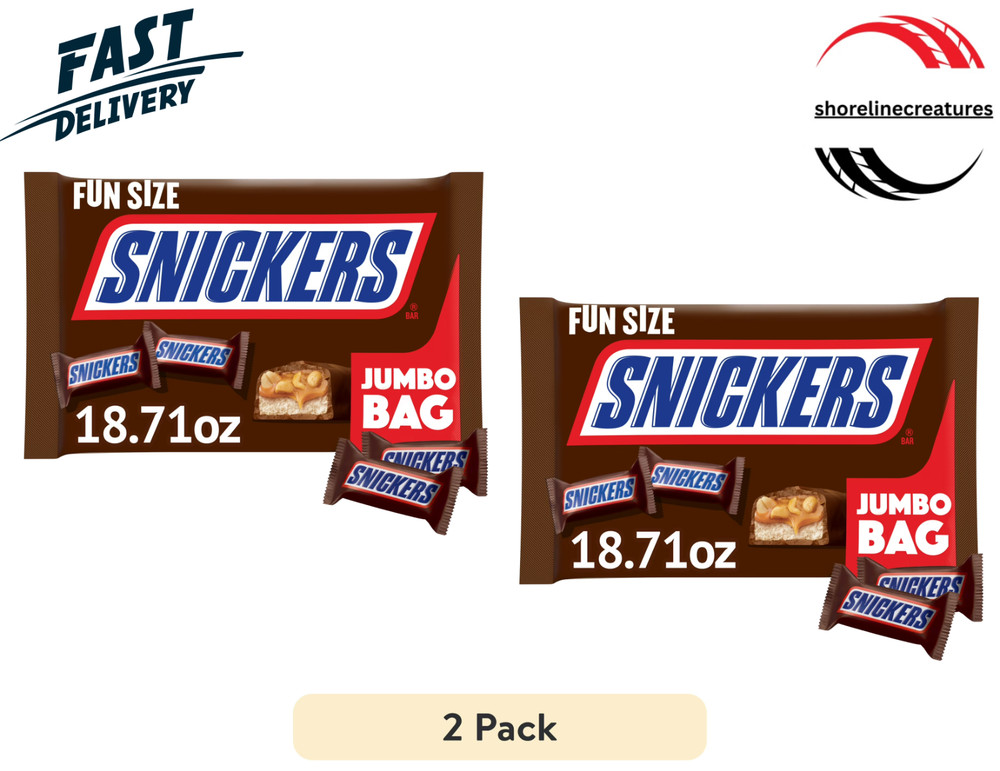 Snickers Fun Size Chocolate Bars, Jumbo Candy Bag (2 Pack)