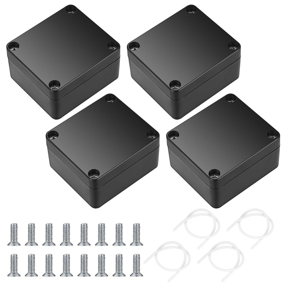 Project Box, 4 Pcs Electrical Junction IP65 Waterproof A, black