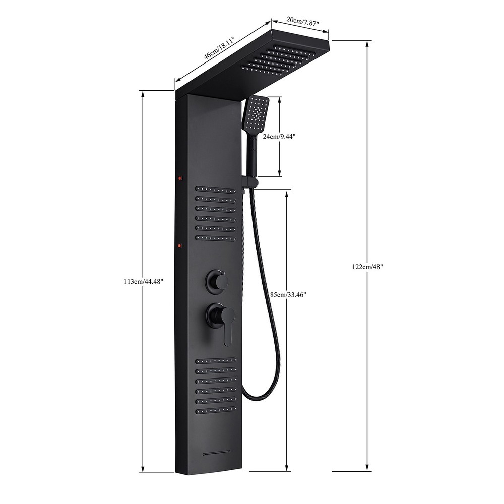 LED Shower Panel Tower System Rainfall Head Massage Shower System Body Jet