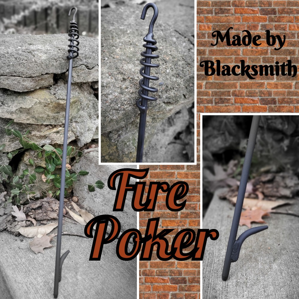Personalized Fire Poker-Fireplace, Firepit, -27" long Steel, Made by Blacksmith