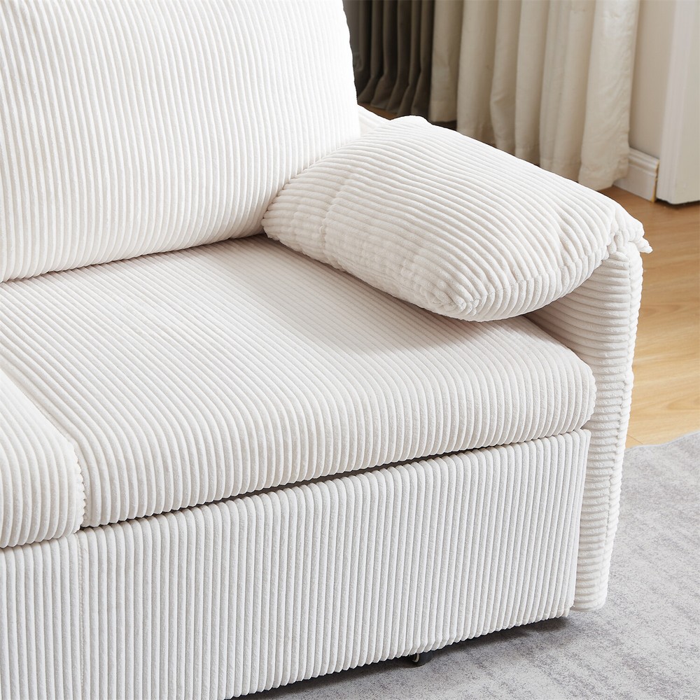 Convertible Sleeper Sofa Bed Loveseat Sofa with Pull-Out Bed & 2 Pillows