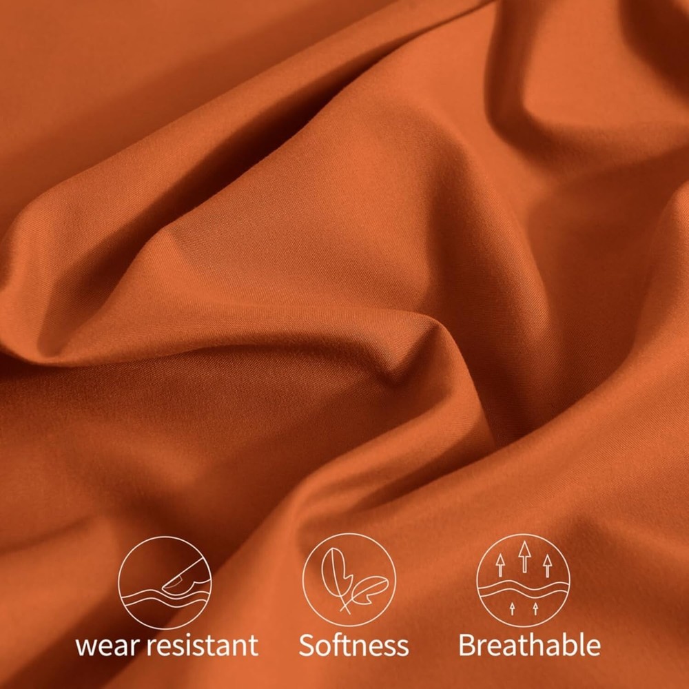 Horbaunal 2 Pack Microfiber Pillowcases Queen Size Burnt Orange Bed Pillow Cases