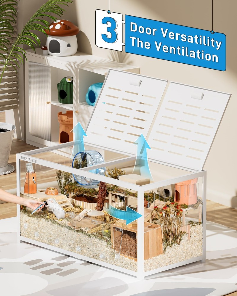 BUCATSTATE Hamster Cage 3.0: Metal Large Rat Cage Stackable with Top Access E...