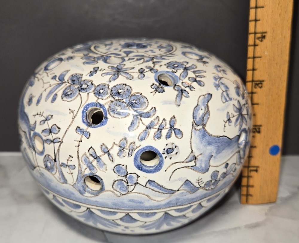 Portugese Blue And White Ceramic Incense Holder