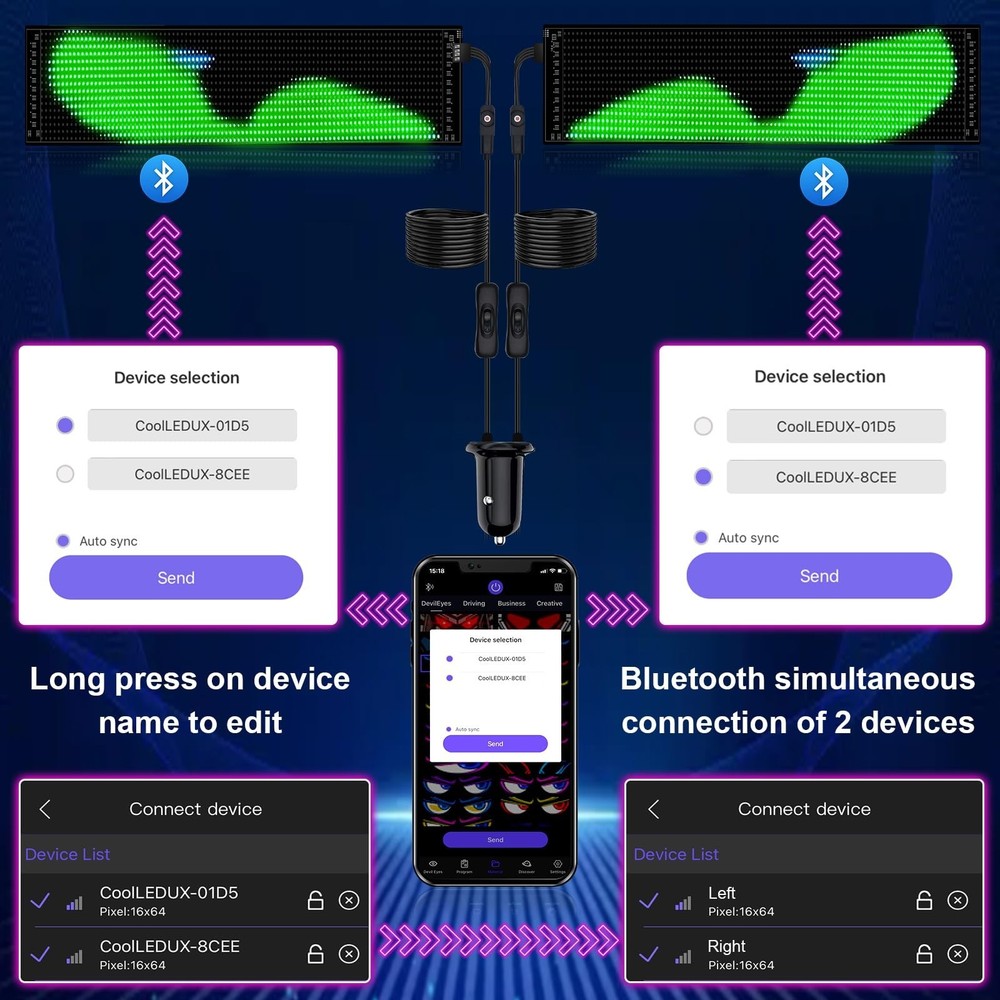 2Pcs LED Eyes for Truck Windshield | Programmable Devil Eyes Light for Cars |...