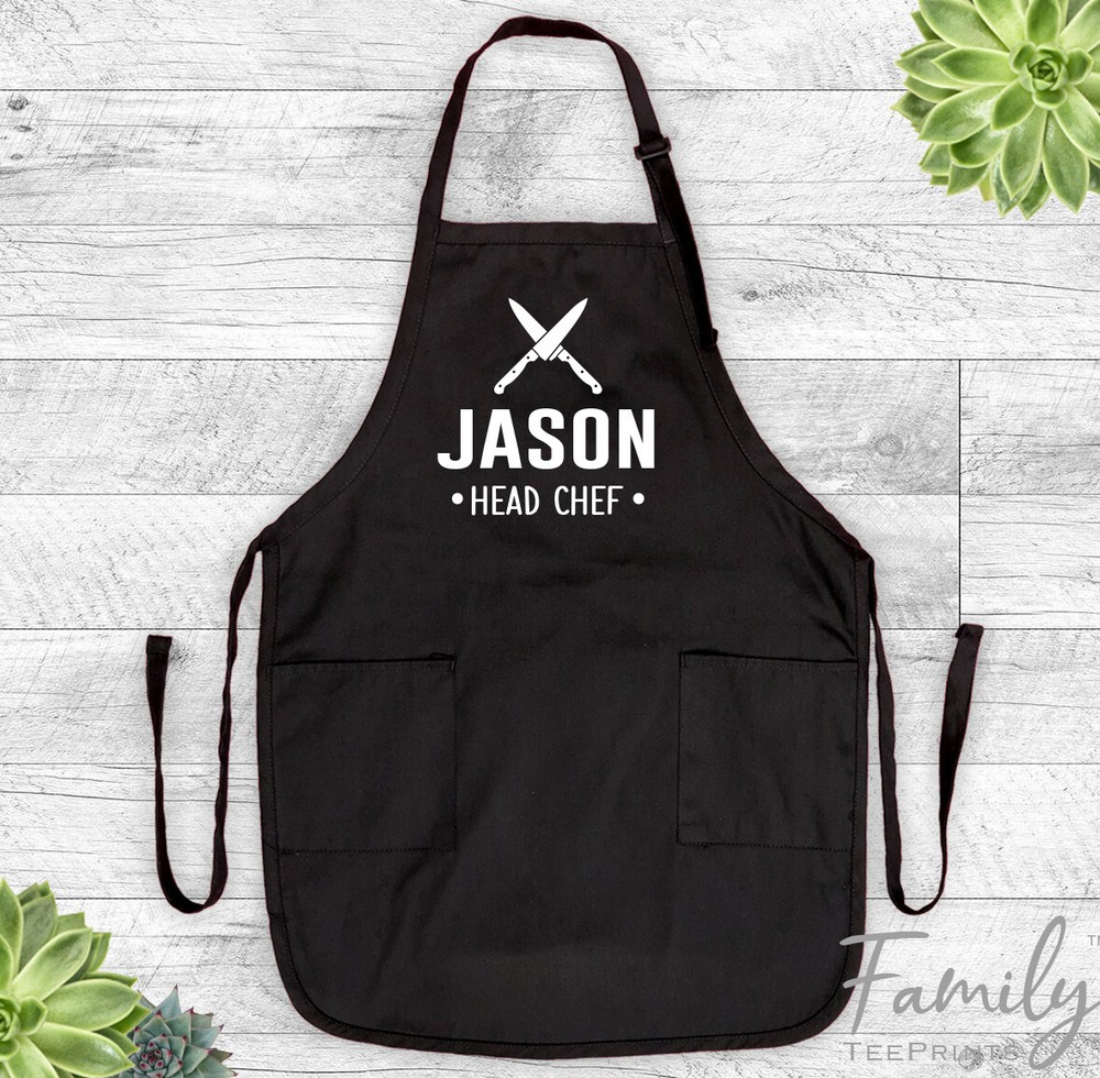 Your Name Head Chef- Grill Apron -BBQ Gift - Personalized Apron
