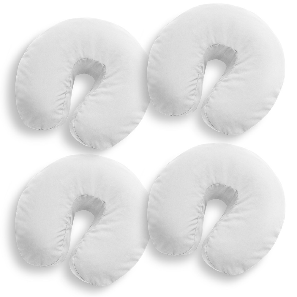 4 Pk Fitted Microfiber Face Cradle Head Rest Covers for Massage Table - White