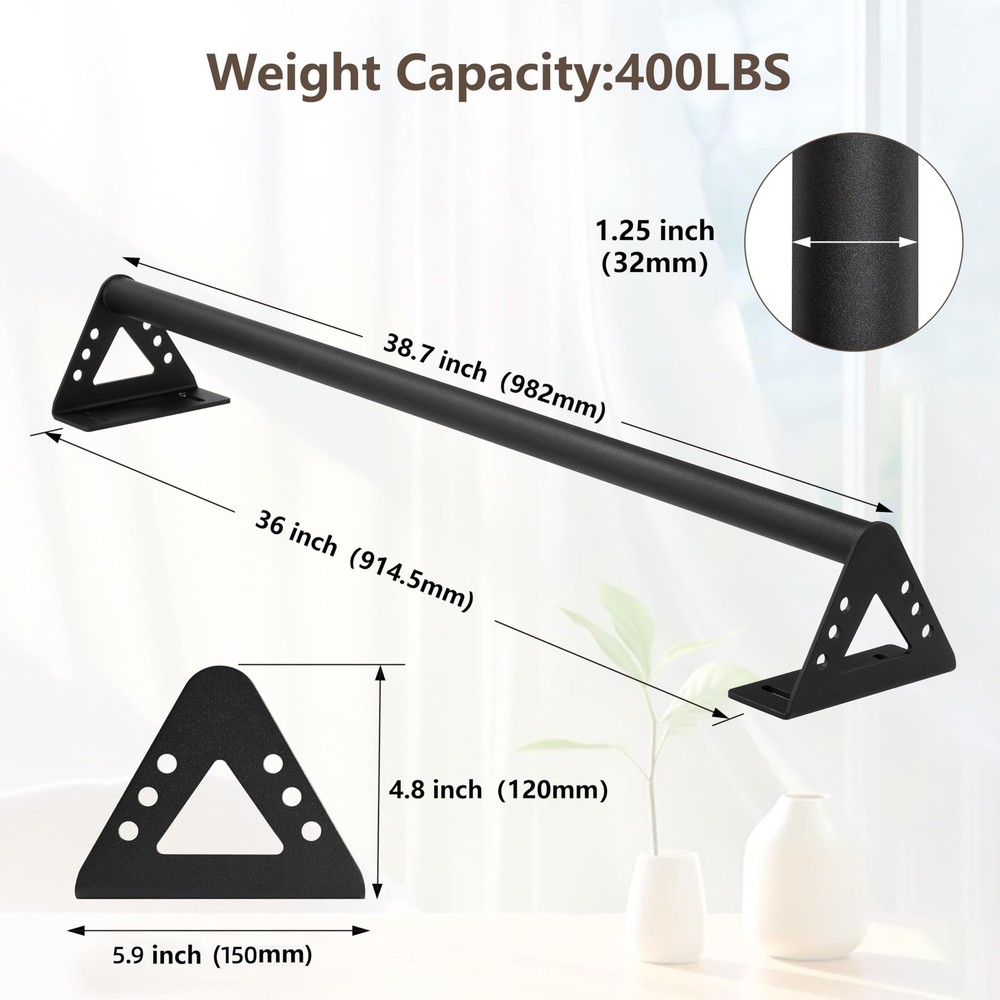 Wall Mounted Pull Up Bars Doorway, Heavy Duty Strength Training Pull-Up Bars ...
