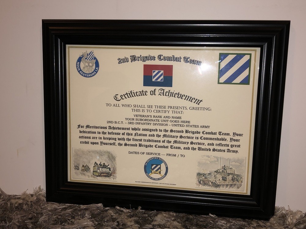 2ND B.C.T. / 3RD INFANTRY DIVISION (COMMEMORATIVE CERTIFICATE)