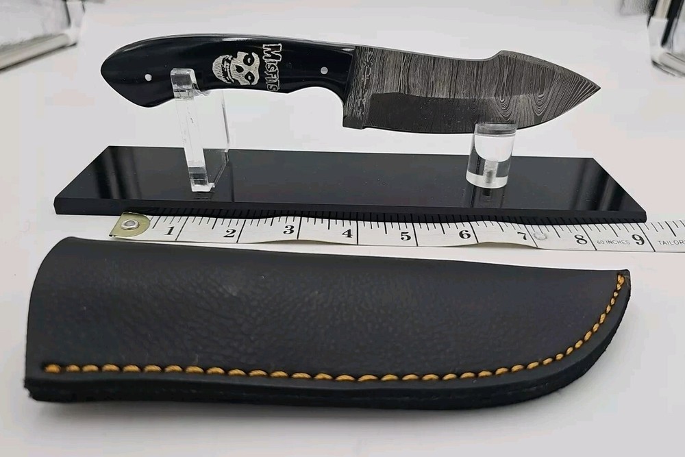 Damascus Fixed Blade Misfits Knife 8" Etched Handle