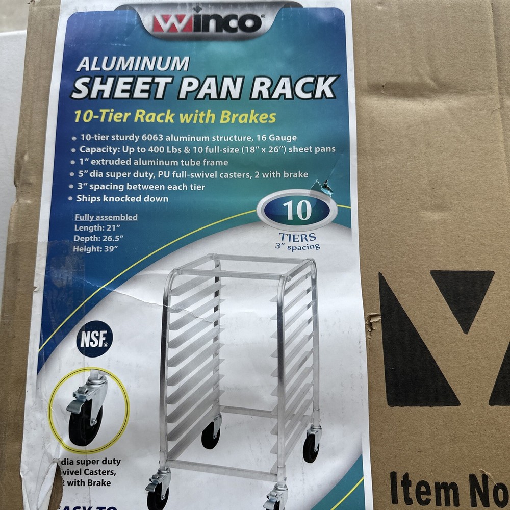 NEW-Winco ALRK-10BK 21" Universal Pan Rack-open box