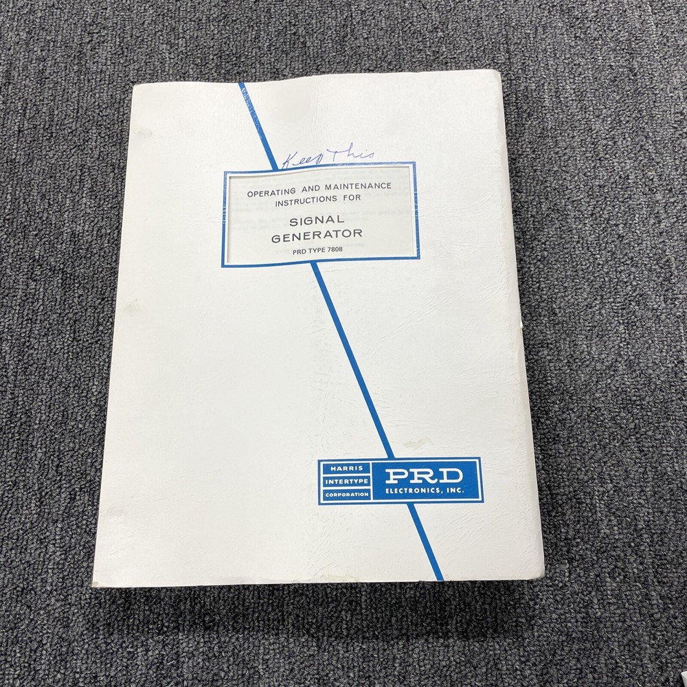 PRD Electronics Type 7808 Signal Generator Operating Instruction 1976
