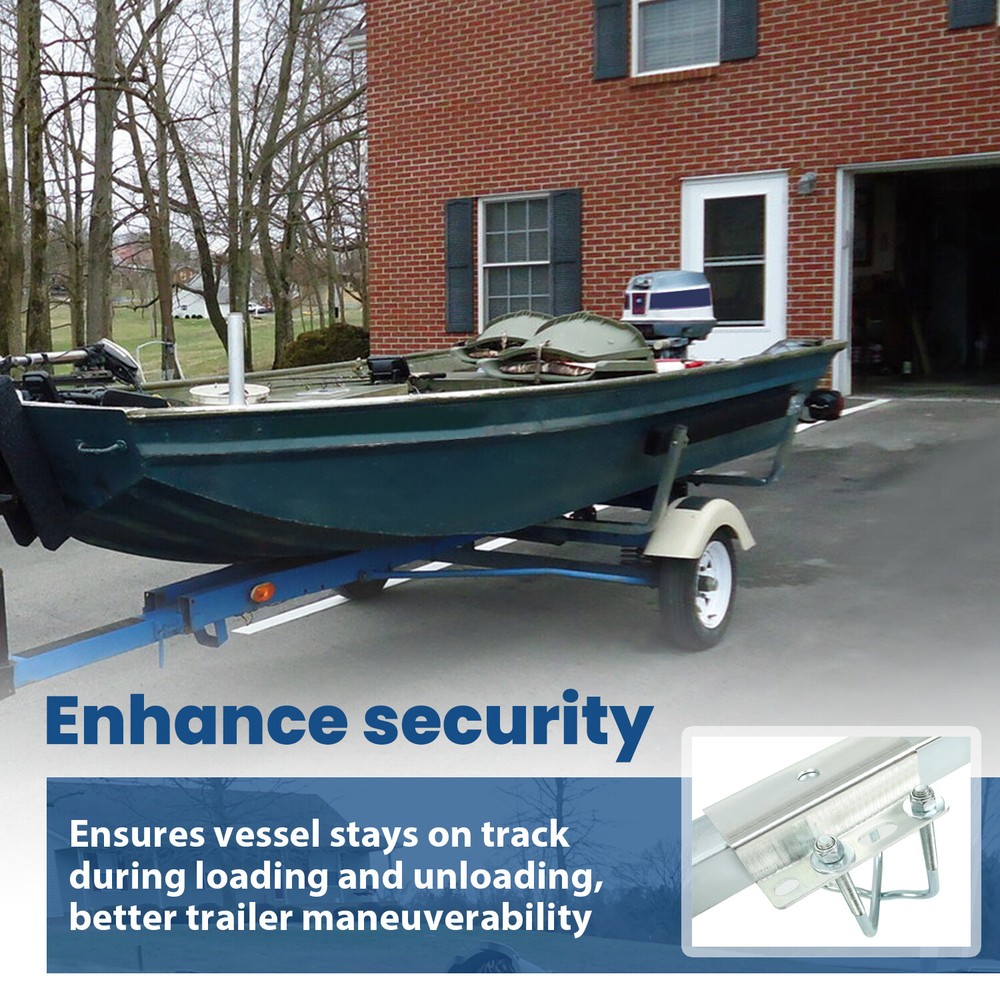 Boat Trailer Bunk Board Guide-On 5' Feet Rail Makes Loading Boat w/Brackets Kit