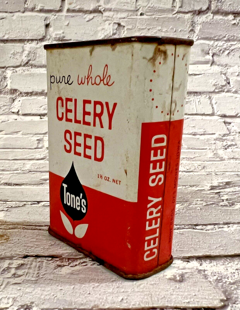 Vintage TONE'S Celery Seed Spice Tin 1 1/2 oz - Empty