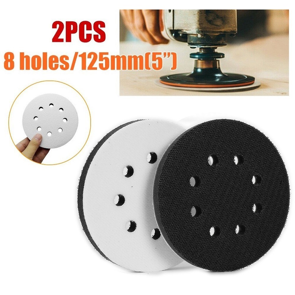 125Mm Sponge Interface Pad 2PCS 8-Hole Hook&Loop Inch Pads Soft Useful