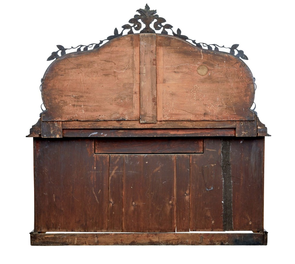 HIGH VICTORIAN SHAPED FLAME MAHOGANY MIRRORED SIDEBOARD