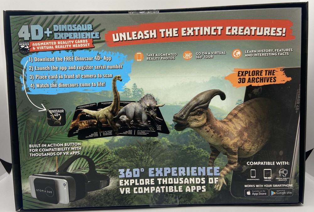 4D+ Utopia 360° Dinosaur Experience Augmented Reality Cards & VR Headset