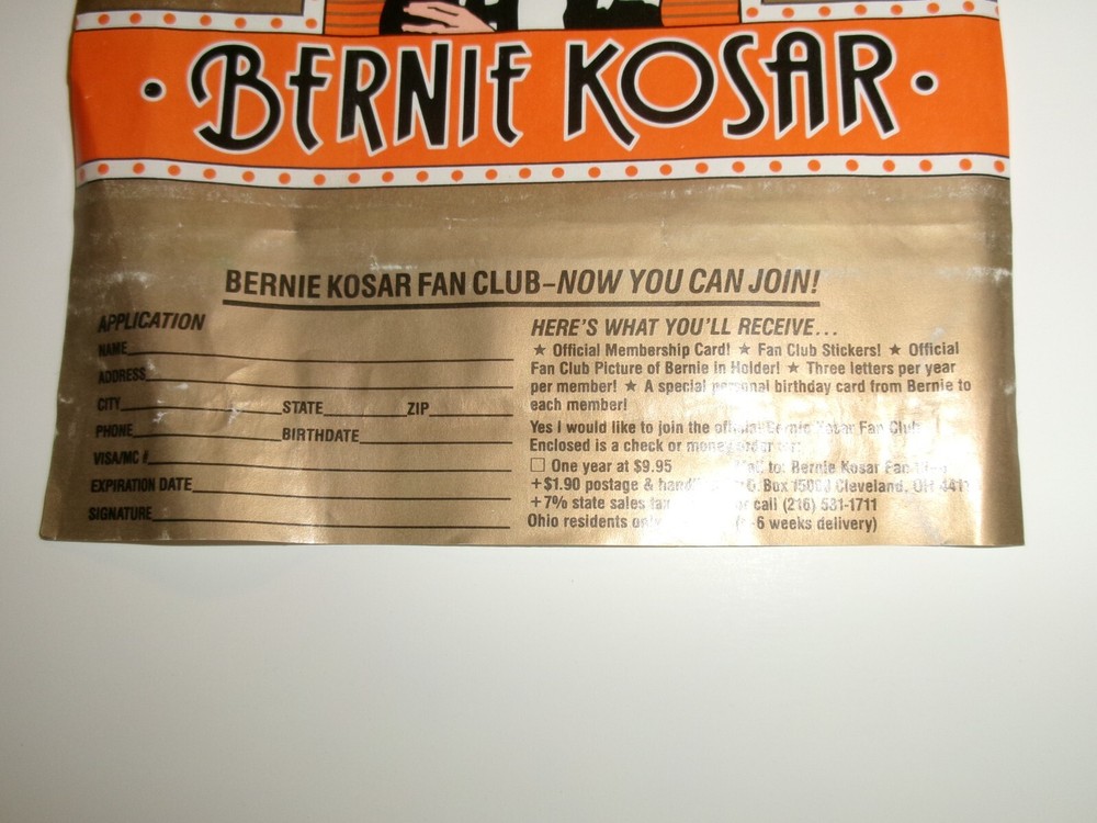 Original Bernie Kosar Milk Chocolate Candy Bar Wrapper