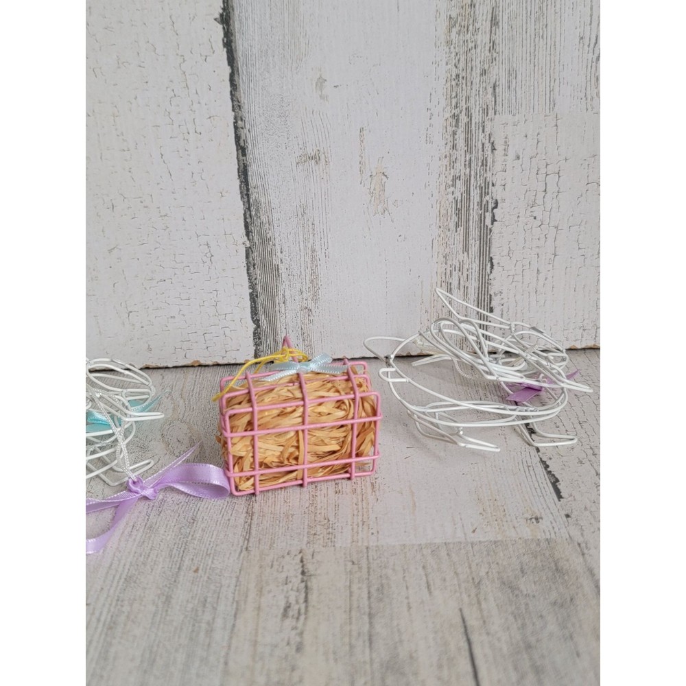 Mini bunny wire basket Egg Set Easter ornament Xmas
